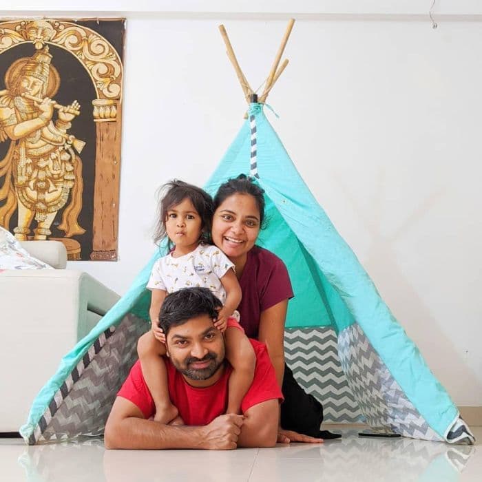 family time in a teepee tent house